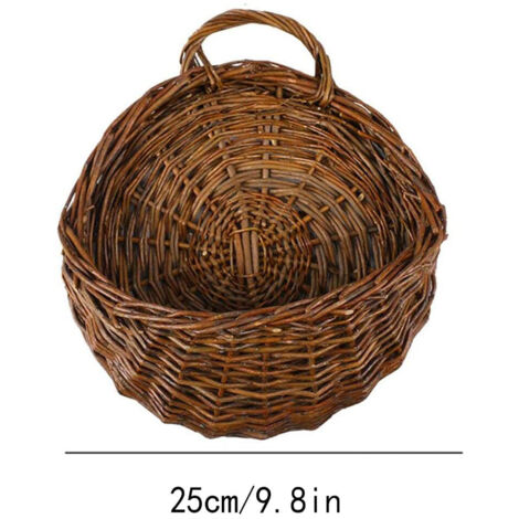 Panier mural suspendu - Type de produit - Matériel : rotin - Diamètre : 25 cm - 1 pièce - Panier décoratif pour plantes et rangement domestique