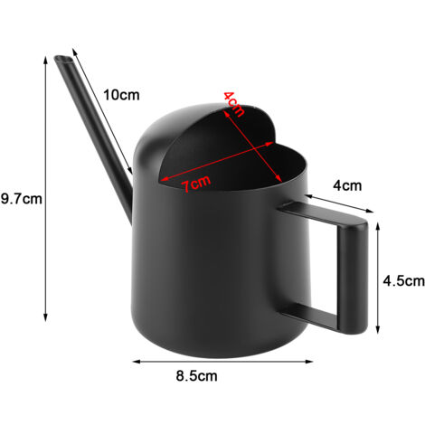 Arrosoir Miniature 300ml Noir Long Bec Alliage Inoxydable pour Plantes Intérieur/Extérieur (1/5)