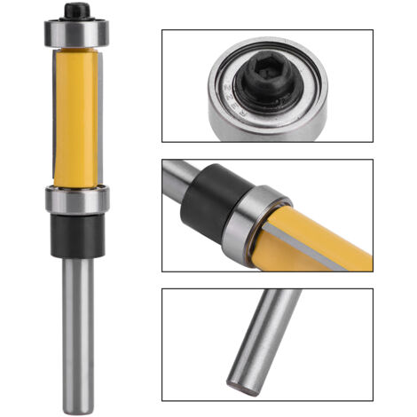 Fraisse à bricoler : Fraisse d'ébarbage à palier supérieur/inférieur, diamètre de coupe 12.7mm, 1/4" Shank, 100% Alloy, pour bois dur, Flush Trim Router Bit, modèle TB. (1/5)