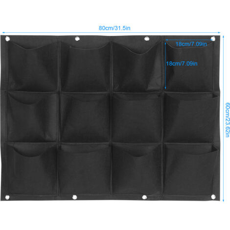 Sac Vertical de Culture pour Balcon en Felt 12 Poches Noir (1/5)