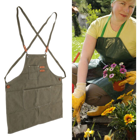 Tablier Chef Tablier Classique Tablier Cuisine Toile Épaisse Design Minimaliste Hand Made Couverture Large Gris Vert 1 Tablier 2 Attaches (1/5)