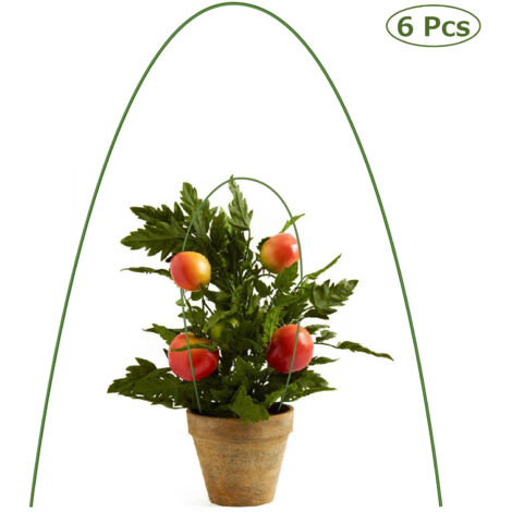 Piquet de jardin en acier gainé [6 unités] Tuteur robuste pour tomates/plants 120cm x 3.2mm - Revêtement plastique vert anti-glissement et anti-corrosion (1/5)