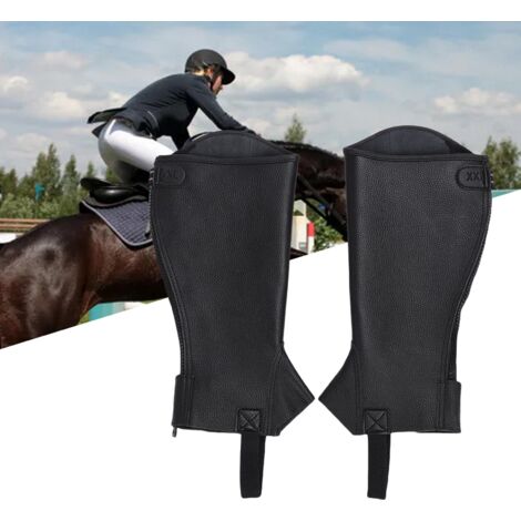 Guêtres d'Équitation Demi-Chaps en Cuir de Vache Zip-Up Confortables pour Adultes - 1 Paire - Taille Légère - Élégant et Sécurisé (1/5)