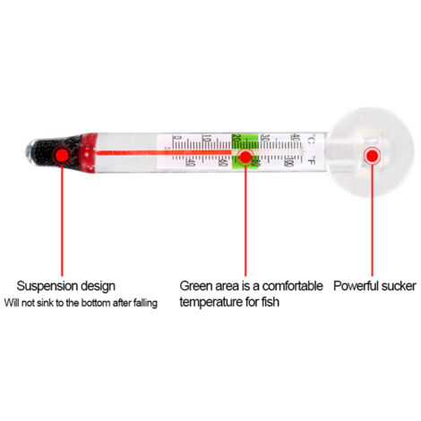 Thermomètre pour Aquarium Submersible en Verre avec Ventouse - Mesure de Température de l'eau (1/5)