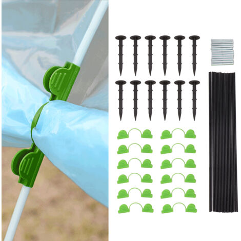 Ensemble de Piquets de Tomates pour Serre de Jardin (18 Arches en Fibre de Verre, 12 Connecteurs, 12 Clips) - Kit pour Tunnel de Culture (1/5)