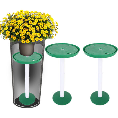 [Rehausses de pots ajustables] + [Set pour grandes plantes] + [Système de drainage] + [2 pièces, PP/ABS, H. 28-43cm, vert] (1/5)