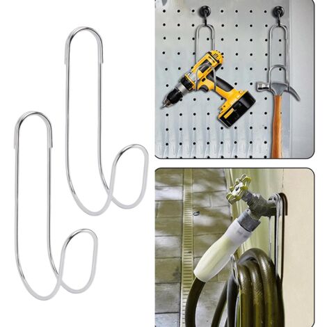 Accroche 2 Crochets pour Tuyau d'Arrosage en Stainless Steel 304, Support Fort 20kg pour Faucets et Cables (1/5)