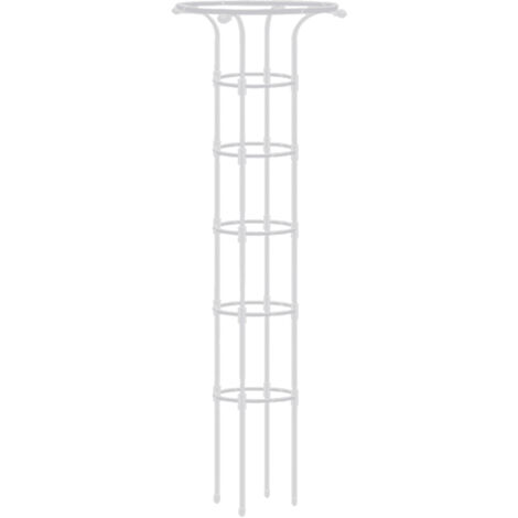 Tuteur pour Plantes Grimpantes en Tube Métallique Plastifié avec Cercles - Blanc/ Noir - 185 cm x 20/25/28 cm - Cadre de Support pour Clématite, Rose, Bougainvillée (1/5)