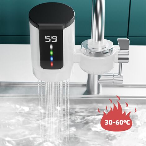 Robinet à Eau Chaude Instantané avec Écran Digital Dynamique - Installation Facile - pour Cuisine ou Salle de Bain - 110V/220V - ABS/Stainless Steel