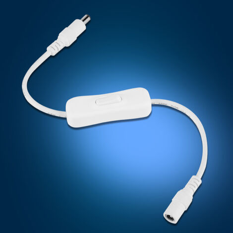 Connecteur DC avec interrupteur ON/OFF pour ruban LED 5 pièces 28,5cm blanc PVC (1/5)