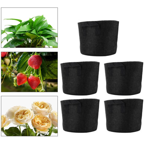 Sac de Culture Non Woven 3 Gallon - Pots de jardinage pour légumes, tomates, fleurs - 5 pièces - Environ 25x22cm (1/5)