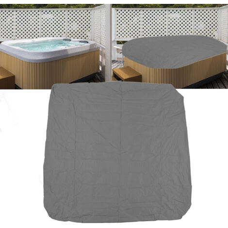 Housse de Spa Square Imperméable 190 Polyester Argenté Taffetas Résistante aux intempéries pour Bathtub, 207x207x30cm/81.5x81.5x11.8in Gris, Cap de Protection Hot Tub (1/5)