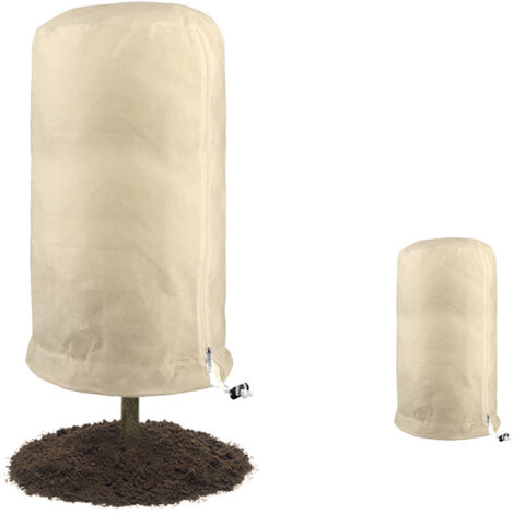 Housse de Protection pour Plantes Anti-Froid à Cordelière - Tissu Non-Tissé Respirant - Multiple Tailles (60x80cm à 200x240cm) - Coloris Beige - Protection Contre Gel, Pluie, Neige, Oiseaux (1/5)