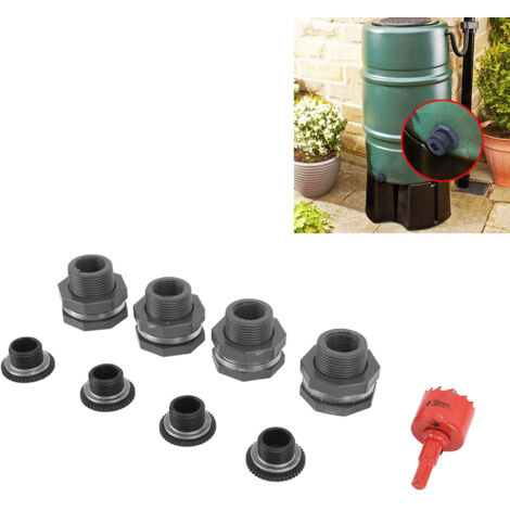 [kit de raccordement bulkhead PVC] + [kit pour système de drainage et irrigation] + [taille 3/4 inch, kit complet 9 pièces avec perceuse] (1/5)