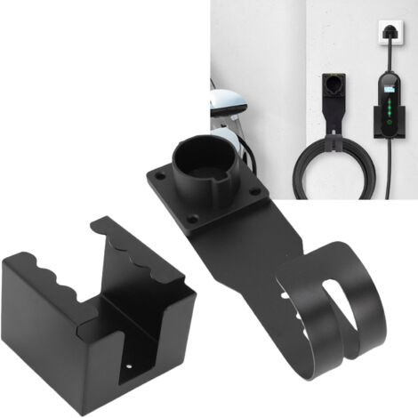 Support mural pour chargeur EV - Kit de fixation J1772 - Support mural pour boîtier et cable EV - Matériau acier au carbone - J-hook - Compatible avec tous connecteurs J1772