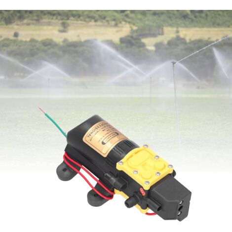 Pompe à eau électrique 12V haute pression auto-amorçage diaphragme pour agriculture et aquaculture - Pompe avec diaphragme en cuivre et plastique, 50W, 3.1L/min, 15.8x9.5cm