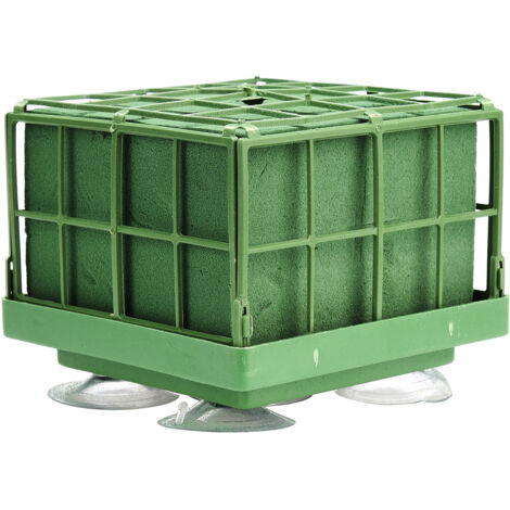 Mousse Floral à Cage Verte - Rechargeable avec Ventouse pour Décoration Événements - 11.5x11.5x9cm, Color Vert, 1 Pièce (1/5)