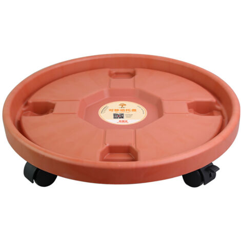 Plateau de Déplacement pour Pots avec Roues - Pot déplacement circulaire ABS Épais Rouge Brique 360 - Plateau Mobile à Roues Universelles Lockable (1/5)