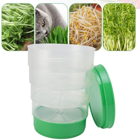 Germoir Rotatif 6-Pièces Kit de Culture d'Alfalfa et Wheatgrass en Plastique Food Grade - Design Stackable Économiseur d'Espace pour Cuisine (1/5)