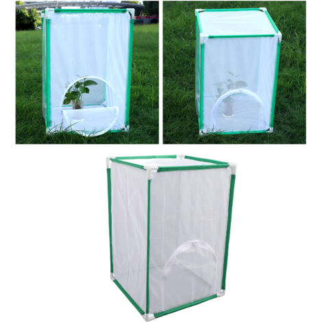 [Mesh Cage] Butterfly Habitat Cage Transparent Enclosure 40x40x60cm avec tubes fibre et mesh pour observation plantes et décoratif extérieur (1/5)
