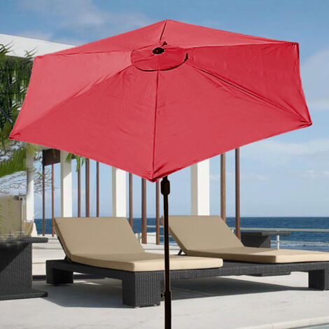 Canoplie de Remplacement pour Parasol de Patio Rouge 3m/9.8ft avec 6 Bras, pour Jardins et Terrasses (1/5)