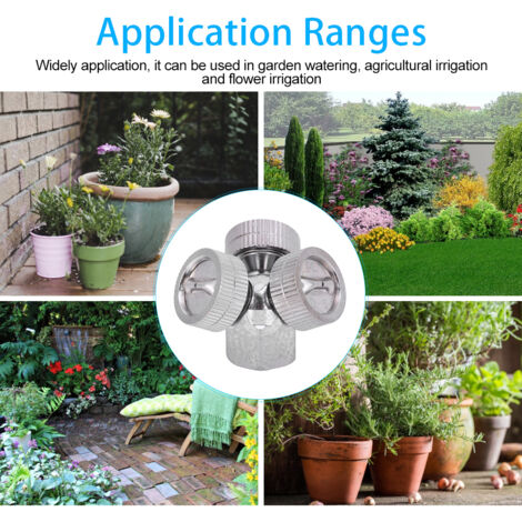 Buse de Pulvérisation Triple G3/8 Femelle Irrigation Jardin Robinet Buse Robinet d'Irrigation Triple Connexion Femelle G3/8 pour Jardin Arrosage (1/5)