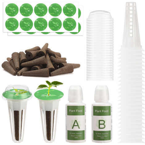 Hydroponic Pod Kit - Kit hydroponie complet avec 25 bacs, 25 sponges, 25 dômes, 25 labels et 2 refills pour culture facile (1/5)