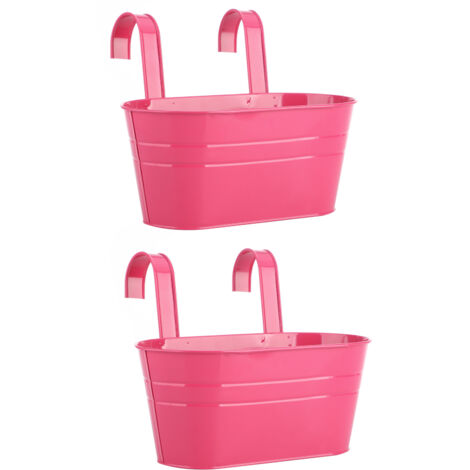 Pot de Fleurs Suspendus Type Fer pour Balcon Fenêtre Paquet de 2 Pots Accent Rustique Rose Red (1/5)