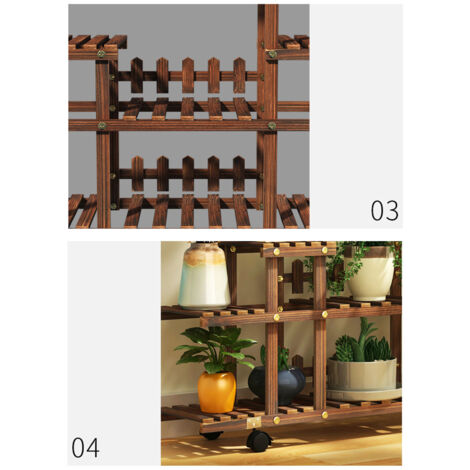 Étagère en Bois Multi Niveaux pour Plantes, Stand de Fleurs Solide, Modèle DIY Espace Large, Décor Salon Balcon Terrasse Maison (1/5)