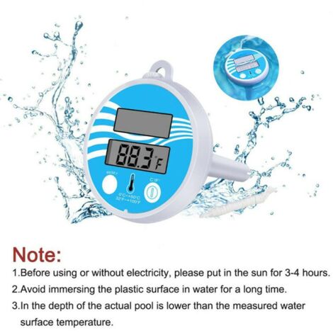 Thermomètre de Piscine Digital Sans Fil, Solar Energy, ABS Matériel, LCD, 433MHz, 100m Distance, Alarme de Température (1/5)