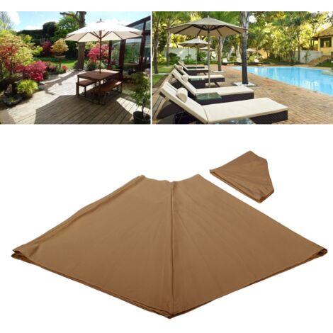 Housse de Remplacement pour Parapluie de Jardin - Polyester Imperméable et Anti-UV - Top pour 8 Branches - Khaki - 3m (1/5)