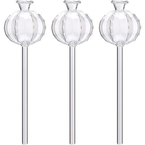 【Bouvoir/Greenhouse】Irrigation Device/Supplies [Viser or Suspender]－５６０００ / Drip Stick　Self-watering Vase [For Indoor ＆ Outdoor Plants]-　250ml/Ø12cm－4days－Glass/PP－Green/White/３pcs (1/5)