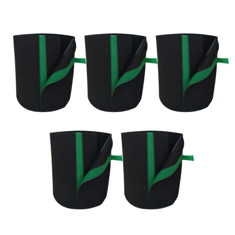 [Pot de culture en tissu felt] [Lot de 5] [Réutilisable, drainage optimal, transplant facile] pour légumes (pommes de terre, carottes, radis) indoors/outdoors, noir/vert, 16x20cm/21x22cm (1/5)