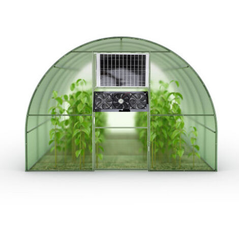 Kit Ventilation Solarisé à 3 Ventilateurs, Panel Solaire 25W, Kit d'Épuisement Solaire, Ventilateur Haute Vitesse pour Serre, Poulailler, Abri, Maison Animaux, Plastique & Aluminium, IP67