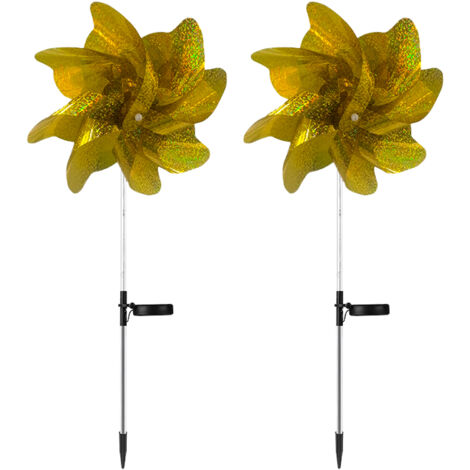 Lampadaire Solaire Décoratif LED Innovant pour Jardins avec Panneau Élargi, Batterie 600mAh, IP65, Hauteur 84.5cm, Matériaux PVC/Acier/Toile (2 Pièces) (1/5)