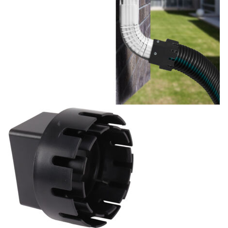 Adaptateur de Descente d'eau - Convertisseur et Connecteur de Drainage avec Vis, Matériau Plastique - Noir, 2x3in (1/5)