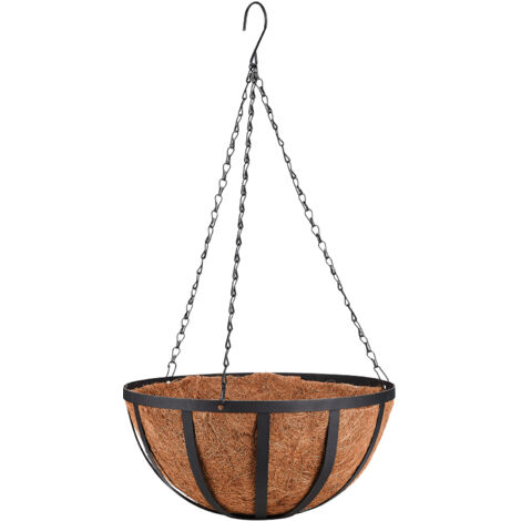 Panier de Plantes Suspendu avec Revêtement en Coco - Pot de Fleurs Décoratif Circulaire avec Chaîne pour Jardin Extérieur, 35cm (1/5)