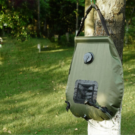 Doux Sac de Douche Solaire Portable avec Thermomètre 20L pour Camping et Plage, PVC (1/5)