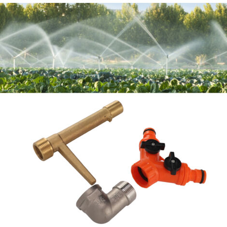 Clé de Valve à Coupleur Rapide G3/4 Cuivre avec Diviseur 2 voies pour Irrigation du Jardin (1/5)