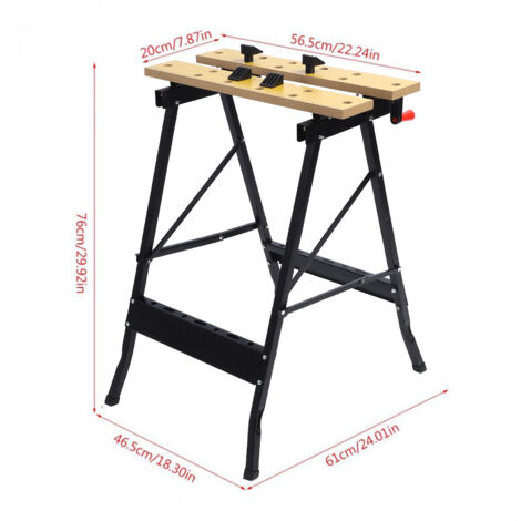 Établi de Travail Pliable Multifunctionnel avec Vices Adjustable en Bois - Table d'Atelier Portative et Sturdy pour Clamping, Peinture, Cutting (1/5)