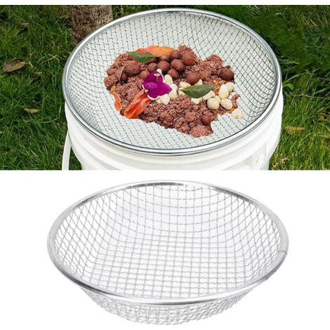 Tamiseur à Terre Sable Compost Éco-Smart en Acier Inoxydable 50kg avec Gants Anti-Slip Diamètre 30cm pour Seaux 5 Gallon (1/5)