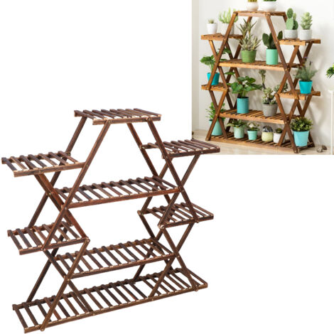 Étagère à plantes 107cm 6 niveaux en bois - Support multifonctionnel robuste pour pots fleurs intérieur extérieur (1/5)