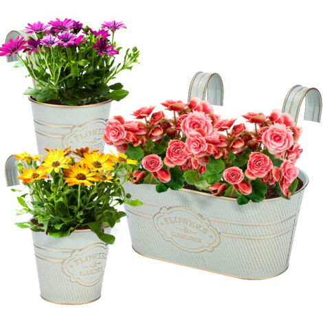 【Jardinière Murale Métallique】 [Décoration Rustique] Pot de Plantes Suspendu avec Support Amovible - Bleu Gris - Kit 1 Pièce (1/5)