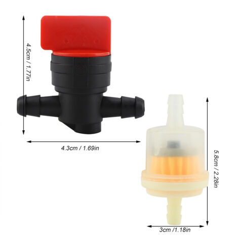 Kit Accessoire pour Tondeuse et Coupe-Bordure - Ensemble de Valves de Fermeture de Carburant et Filtres - 3 Valves, 3 Filtres, 6 Pinces - Plastique Haute Qualité - Compatible 494768/697947/698183. (1/5)