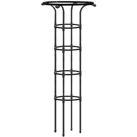 Trellis pour plantes grimpantes avec cercle supérieur - Anti-corrosion revêtement plastique - Noir/blanc 125/155cm + 20/25/28cm