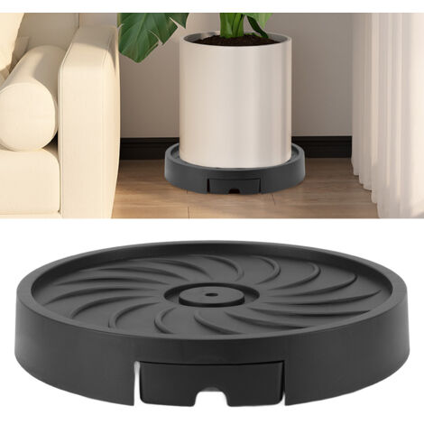 Support pour pots roulants à 4 roues Palette plastique plateau détachable dolly pour jardin terrasse fleur pot largeur intérieure 26cm/10.2in noir (1/5)