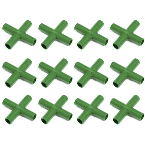 Connecteur PP Vert pour Tiges de Jardin Diamètre 11mm, 12 Pièces - Fixation pour Serres, Clôtures et Plantes Grimpeantes (1/5)