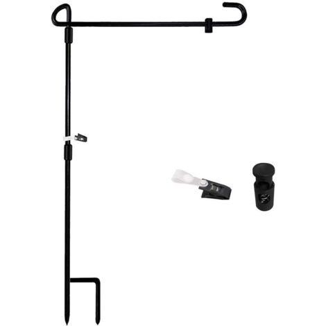 Porte-drapeau de jardin en fer forgé noir avec pôle détachable 36", kit complet pour décoration extérieure patriotique et festive (1/5)