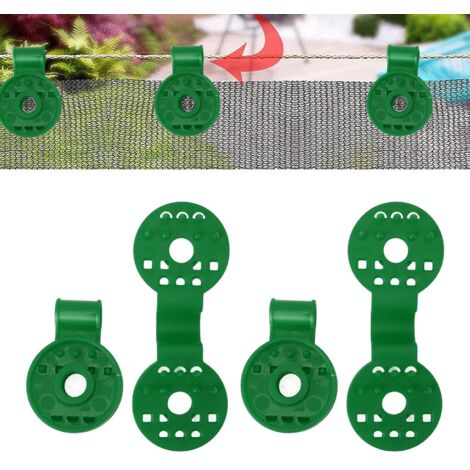 Clips Fixation pour Toile Ombre [50 Pièces] Résistant UV Polyéthylène Plastique Carré 100mm Clip Toile Jardins Agricole Vert (1/5)