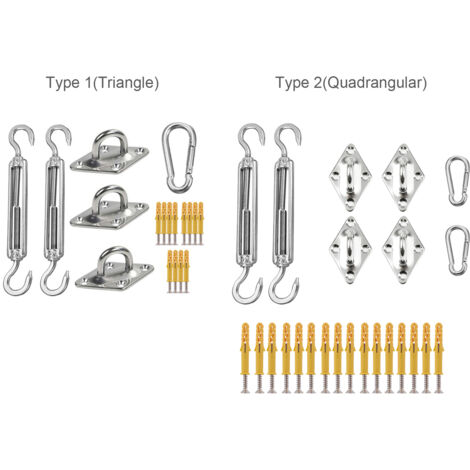 Kit d'Accessoires pour Installation de Sail Sun Rectangle en Acier Inoxydable 304 - Ensemble de Fixation Durable pour Jardin, Patio et Café (1/5)